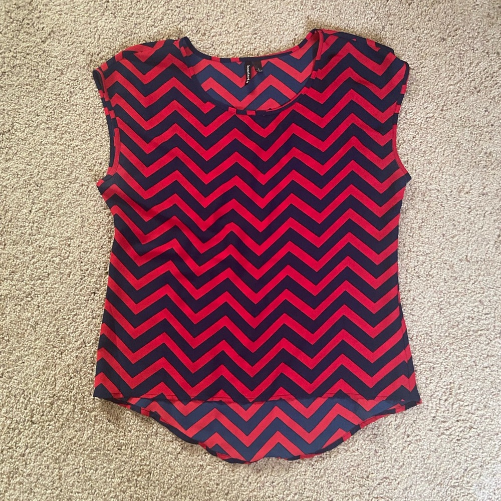Heart Soul Red and Blue Cap Sleeve Blouse